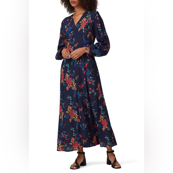 Sea NY Mari long sleeve modern midi dress in a blue floral print size 2 - Picture 2 of 10